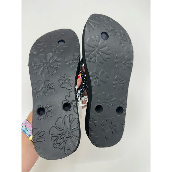 Unbranded Womens Sandals Size 6 Black Flip Flops Beaded Thong Foam Base NWTs - Picture 6 of 8